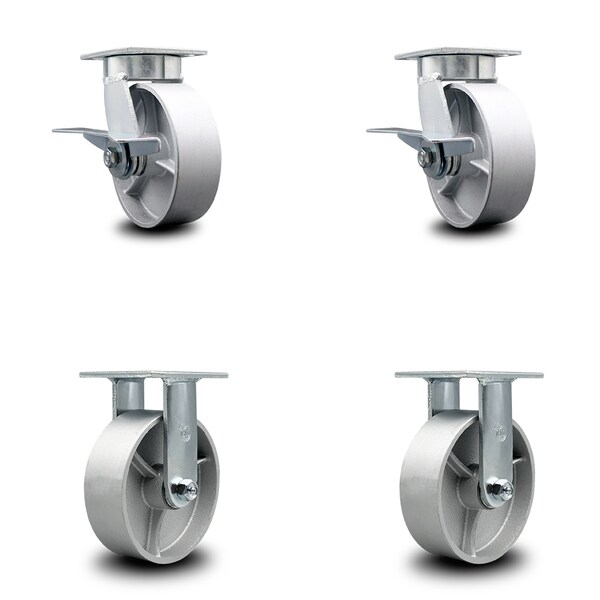 Service Caster 6 Inch Kingpinless Semi Steel Wheel Caster Brakes 2 Rigid, 2PK SCC-KP30S620-SSR-SLB-2-R-2 - main